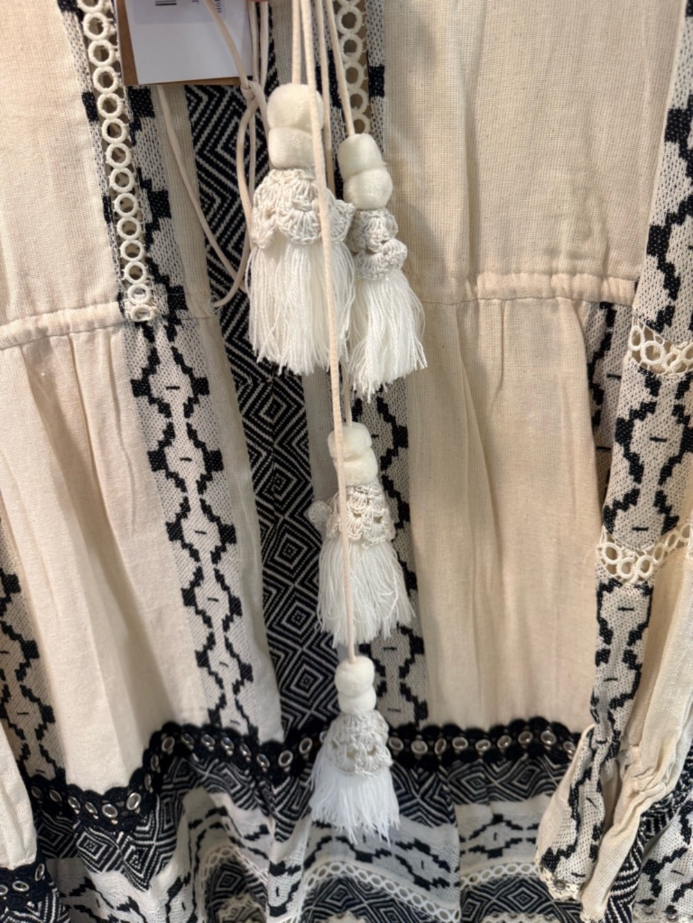 HEMANT & NANDITA Cream and Black Embroidered Cotton Top - Picture 4 of 6